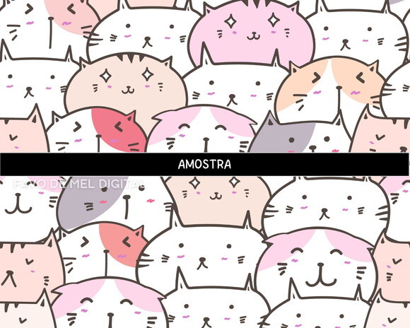 Papel Digital Jpg Gatinhos Kawaii 5 Fundo Estampa