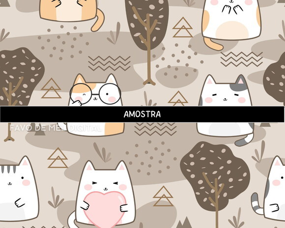 Papel Digital Jpg Gatinhos Kawaii 5 Fundo Estampa