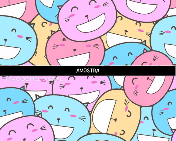 Papel Digital Jpg Gatinhos Kawaii 6 Fundo Estampa de Gatinho