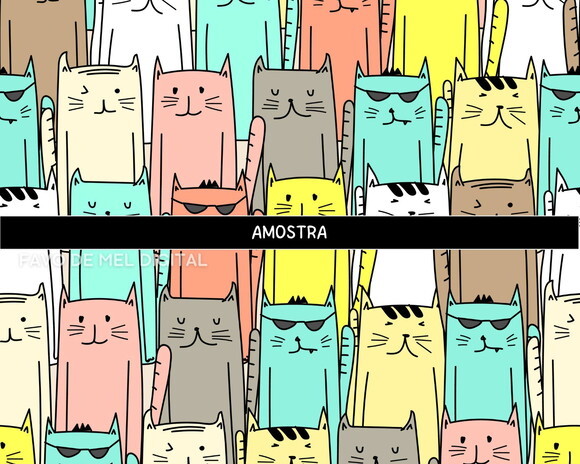 Papel Digital Jpg Gatinhos Kawaii 6 Fundo Estampa de Gatinho