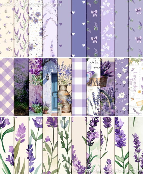Papel Digital Lavanda - Combo 54 Papéis Jpg