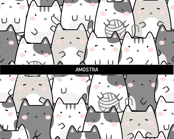 Papel Digital Jpg Gatinhos Kawaii Fundo Estampa
