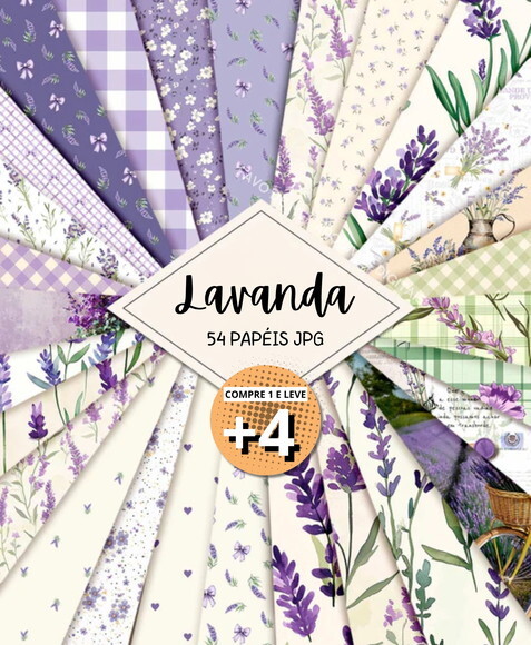 Papel Digital Lavanda - Combo 54 Papéis Jpg