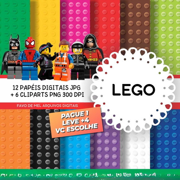 Papel Digital Lego #03 com Cliparts (pague 1 Leve 5) Png Jpg