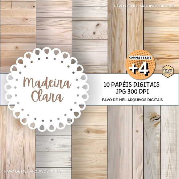 Papel Digital Madeira #2 - Textura Madeira Cor Clara Jpg