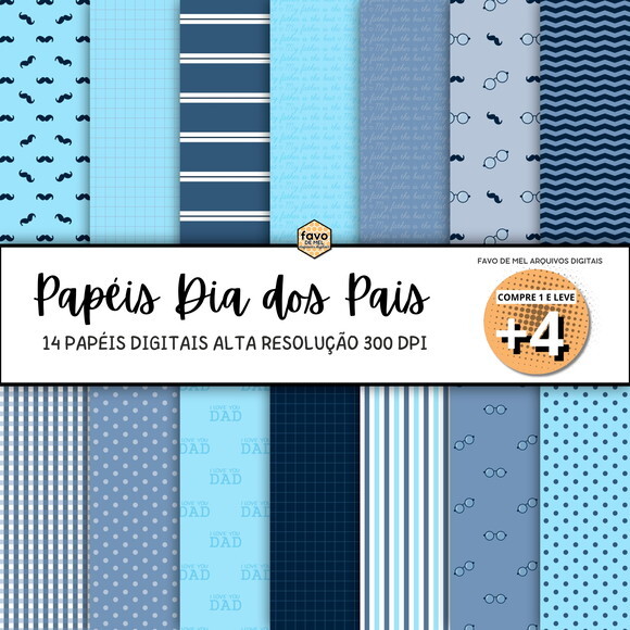 Papel Digital Masculino Jpg - Dia dos Pais (pague 1 Leve +4)