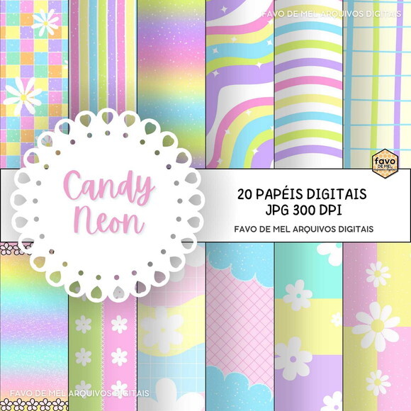 Papel Digital Neon Candy Color Jpg