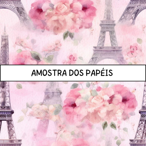 Papel Digital Paris Aquarela - Torre Eiffel Aquarelada