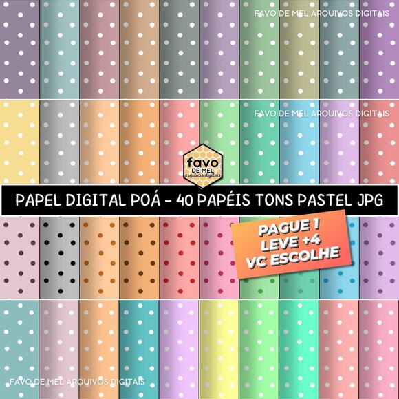 Papel Digital Poá Candy Tons Pastel Jpg (pague 1 Leve 5)