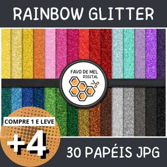 Papel Digital Rainbow Glitter