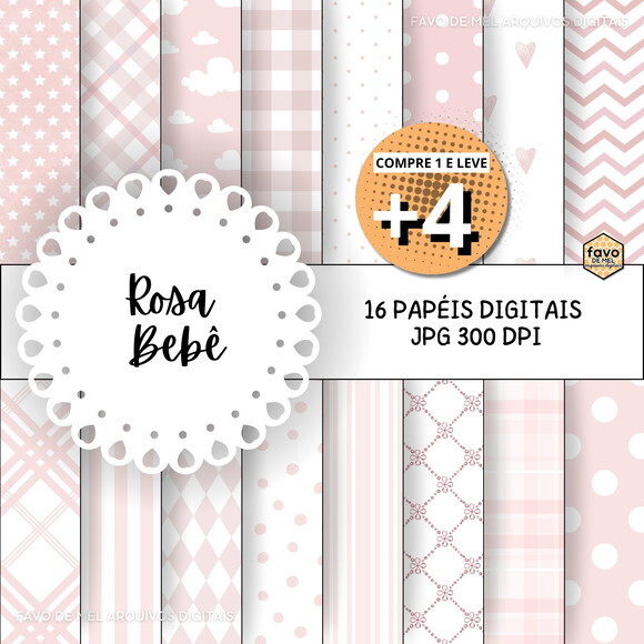 Papel Digital Rosa Bebê Jpg (pague 1 Leve 5)