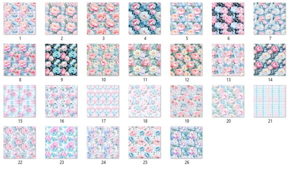 Papel Digital Rosa e Azul Floral - Rococo Pink And Blue