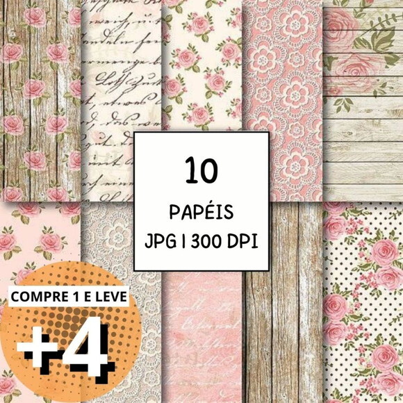 Papel Digital Shabby Chic 09 - Romântico Wood And Lace