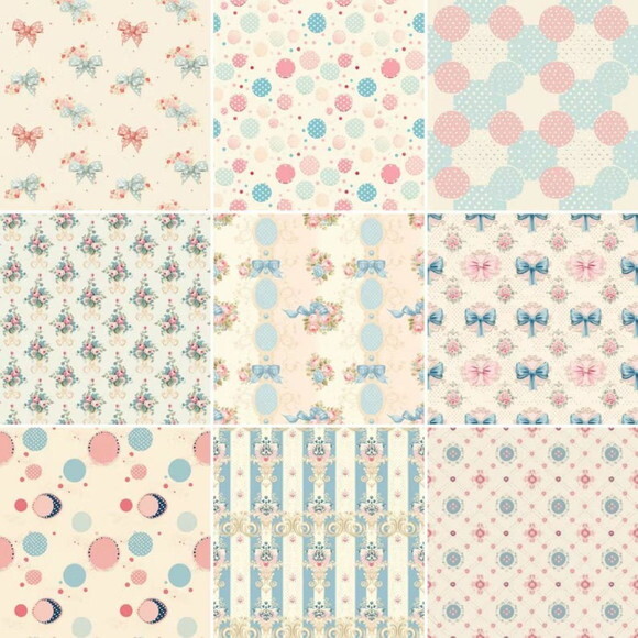 Papel Digital Shabby Chic Rosa e Azul Floral - Rococo