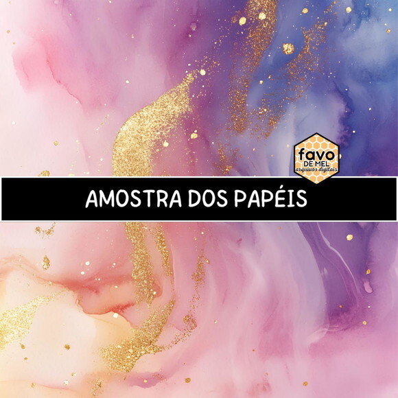 Papel Digital Textura Mármore Dourado Pastel | Marble Gold