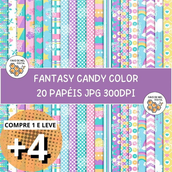 Papel Digital Tons Pastéis Candy Color - Fantasy Unicórnio