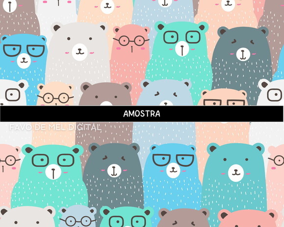 Papel Digital Ursinhos Kawaii Fundo Jpg Estampa de Ursinho