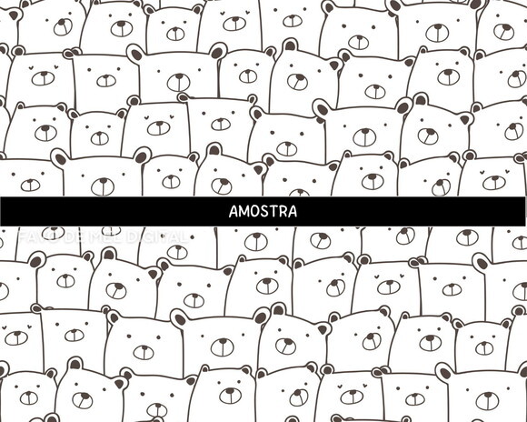 Papel Digital Ursinhos Kawaii Fundo Jpg Estampa de Ursinho