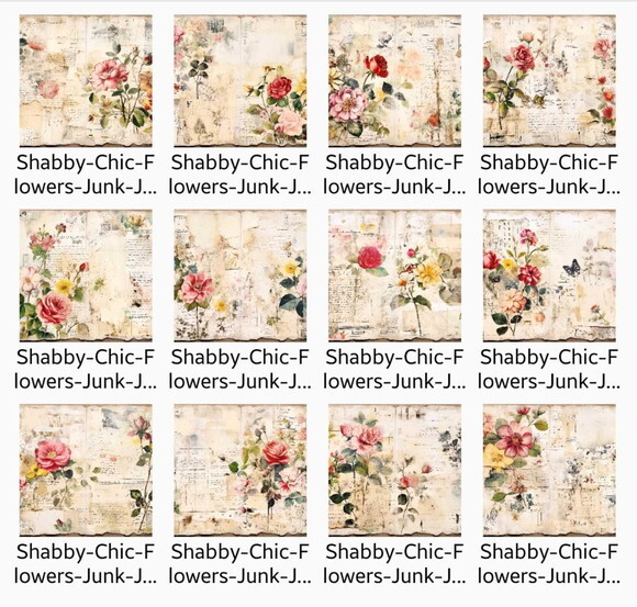 Papel Digital Vintage #125 Floral Junk Journal para Imprimir