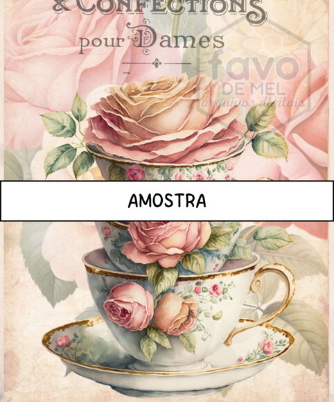 Papel Digital Vintage 102 - Tea In Bloom | Chá Floral