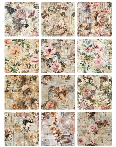 Papel Digital Vintage 104 - Roses Books And Ladies