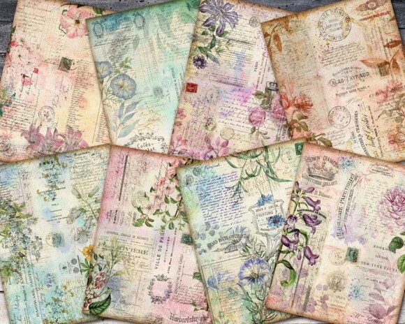 Papel Digital Vintage 105 - Botanical Shabby