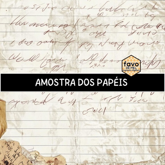Papel Digital Vintage 108 - Antique Script Junk Journal