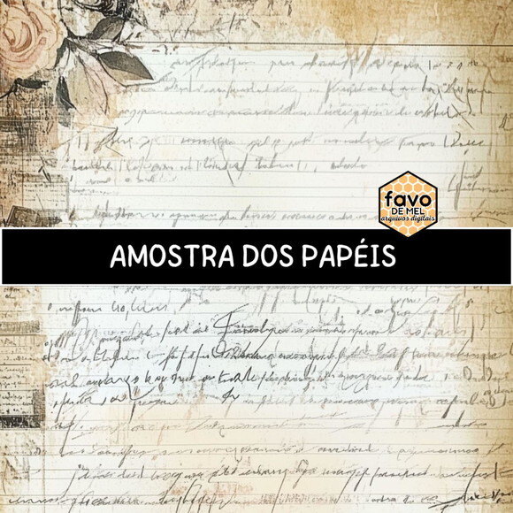 Papel Digital Vintage 108 - Antique Script Junk Journal