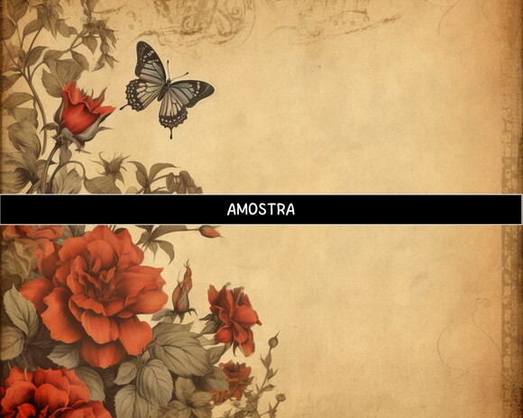 Papel Digital Vintage 111 - Rosas Vermelhas Antique Red