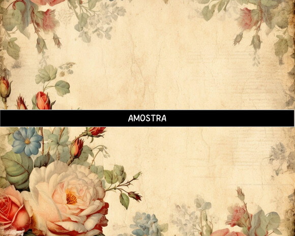 Papel Digital Vintage 112 Floral Aquarela