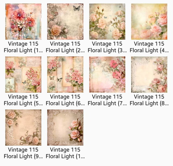 Papel Digital Vintage 115 Floral Light Aquarela Jpg