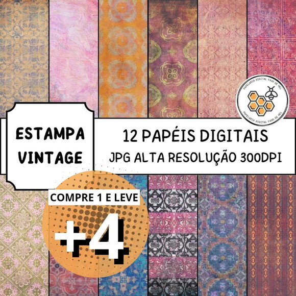 Papel Digital Vintage 17 Estampa Tapete Vintage
