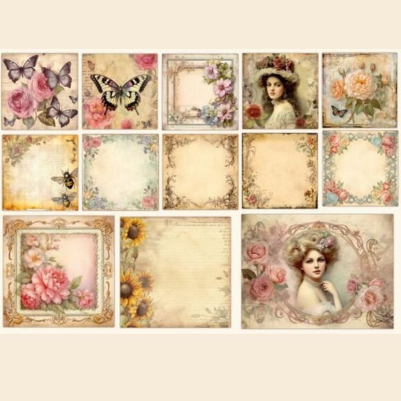 Papel Digital Vintage 23 - Floral Feminino