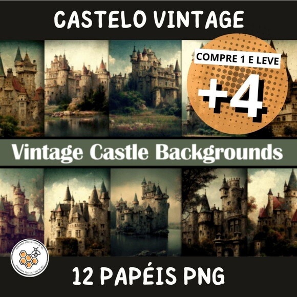 Papel Digital Vintage 28 - Castelo Medieval