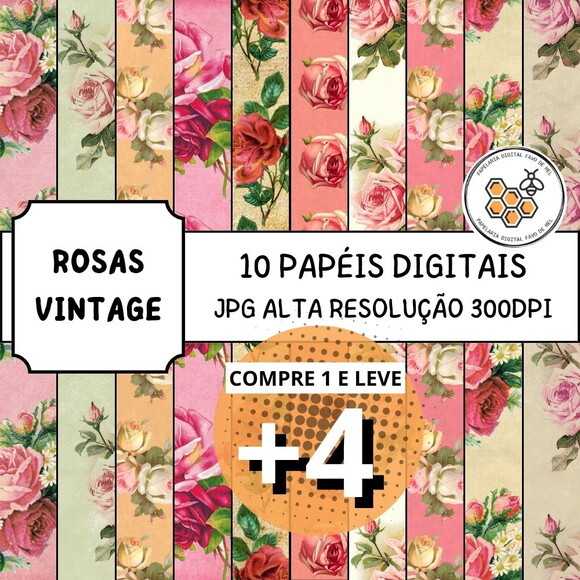 Papel Digital Vintage 34 - Rosas Vintage - Vanity Roses