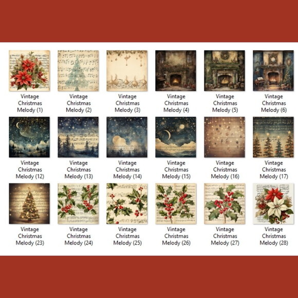 Papel Digital Vintage 32 - Natal Musical Partituras