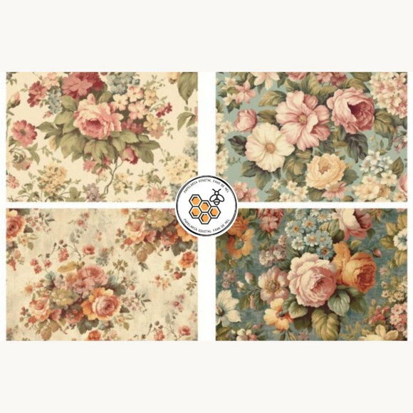 Papel Digital Vintage 36 - Floral Vintage Flowers