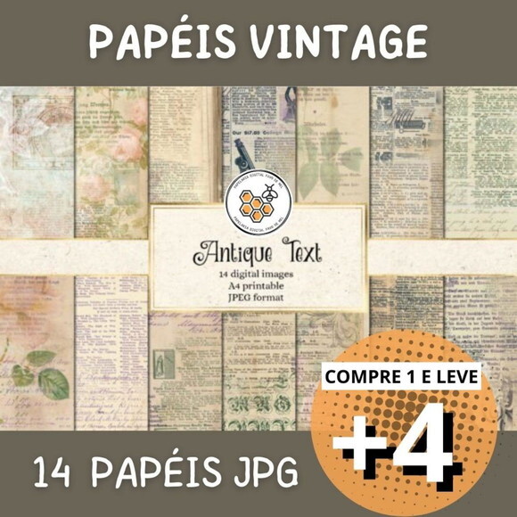 Papel Digital Vintage 40 - Antique Text