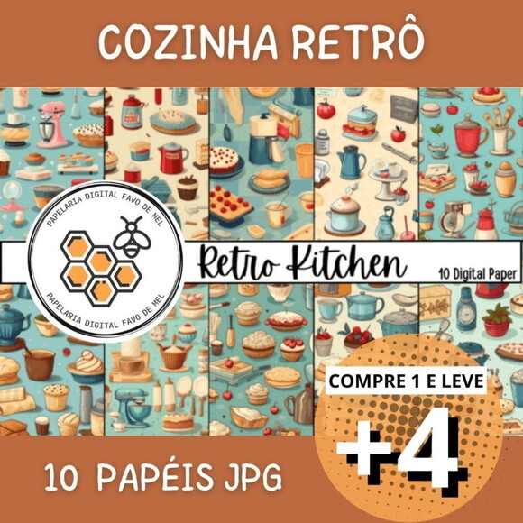 Papel Digital Vintage 37 - Cozinha Retrô