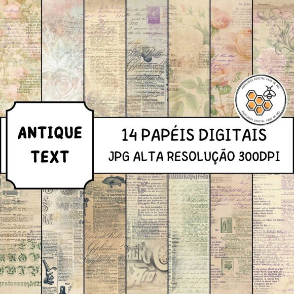 Papel Digital Vintage 40 - Antique Text