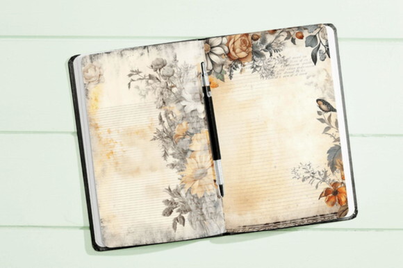 Papel Digital Vintage 42 - Floral Cinza - Ivory And Grey