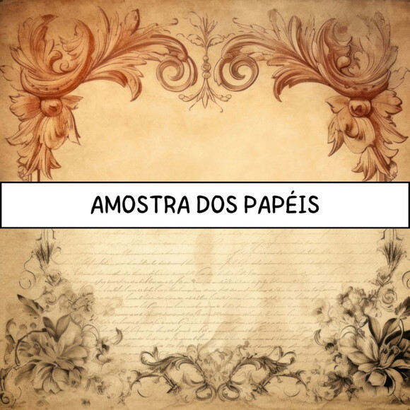 Papel Digital Vintage 47 - com Molduras - Paper Texture