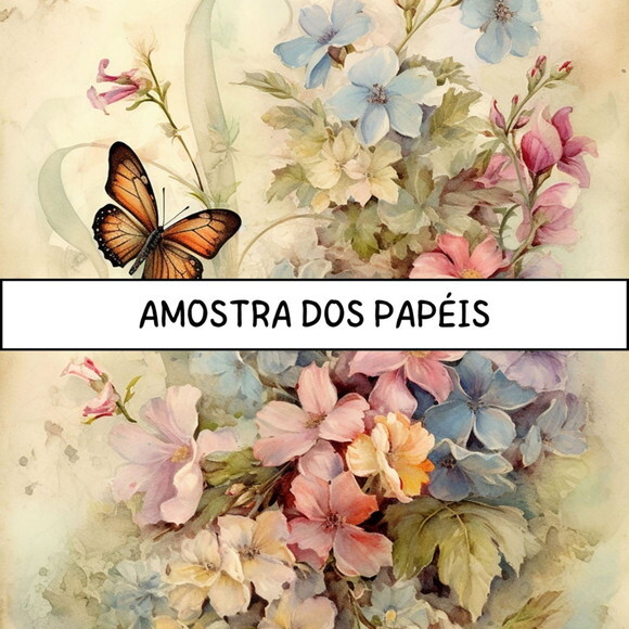 Papel Digital Vintage 55 - Jardim Wildflowers