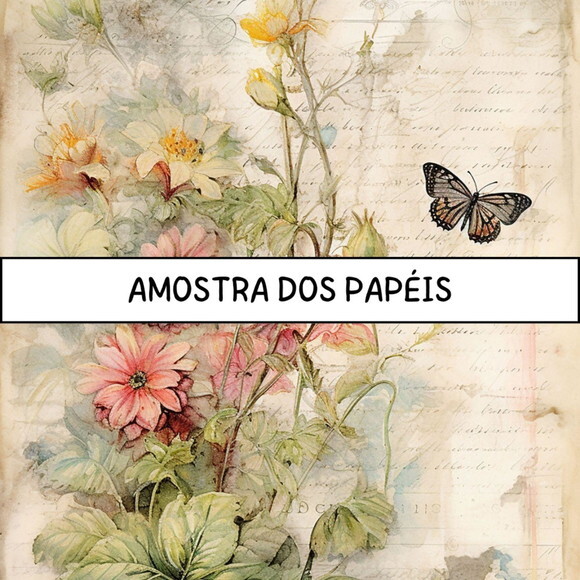 Papel Digital Vintage 55 - Jardim Wildflowers