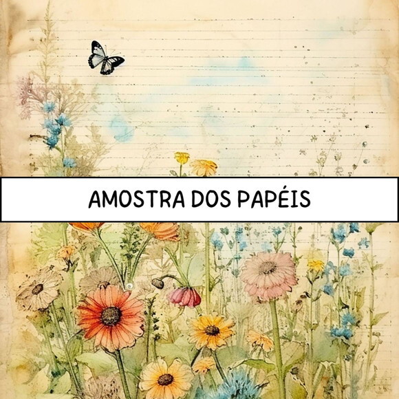 Papel Digital Vintage 55 - Jardim Wildflowers
