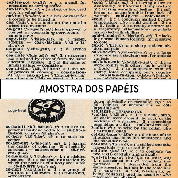 Papel Digital Vintage 56 - Páginas de Dicionário Inglês