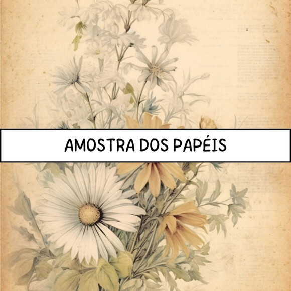Papel Digital Vintage 58 - Floral Margaridas - Blooming