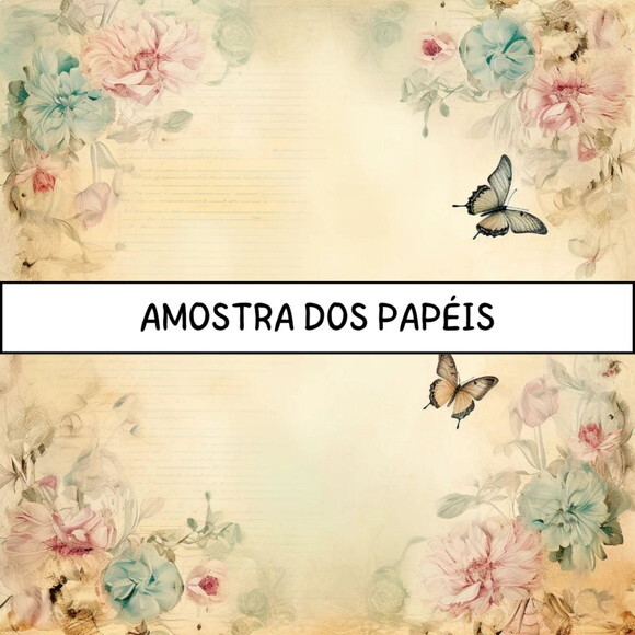 Papel Digital Vintage 60 - Borboletas Beautiful Butterflies