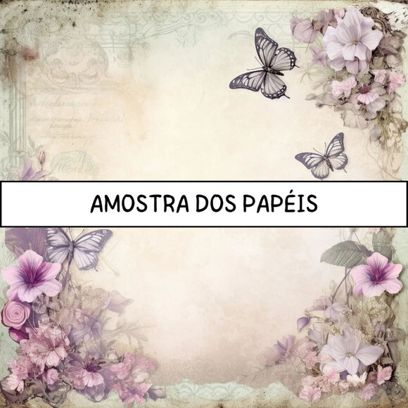 Papel Digital Vintage 60 - Borboletas Beautiful Butterflies
