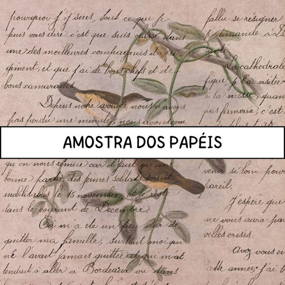 Papel Digital Vintage 61 - Pássaros - Bird Ephemera Dc